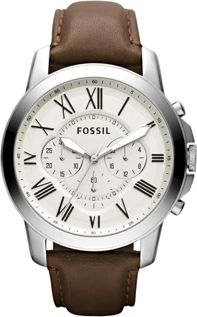 FOSSIL Montre pour Homme, Taille de boîtier de 44 mm, Bracelet en Cuir 