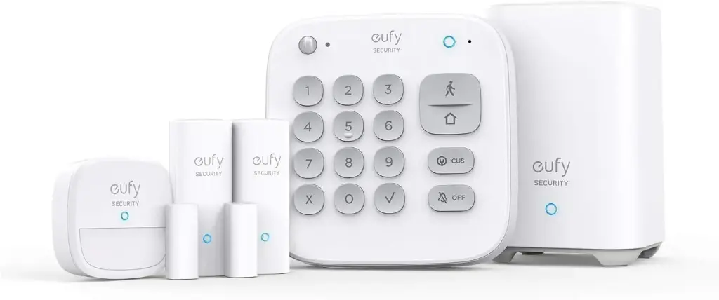eufy Security Kit Alarme Domestique 5 Pièces, Sécurité Domestique, Clavier, Détecteur de Mouvement, 2 Capteurs d'Entrée, Système d'alarme Domestique, Contrôle Via APP