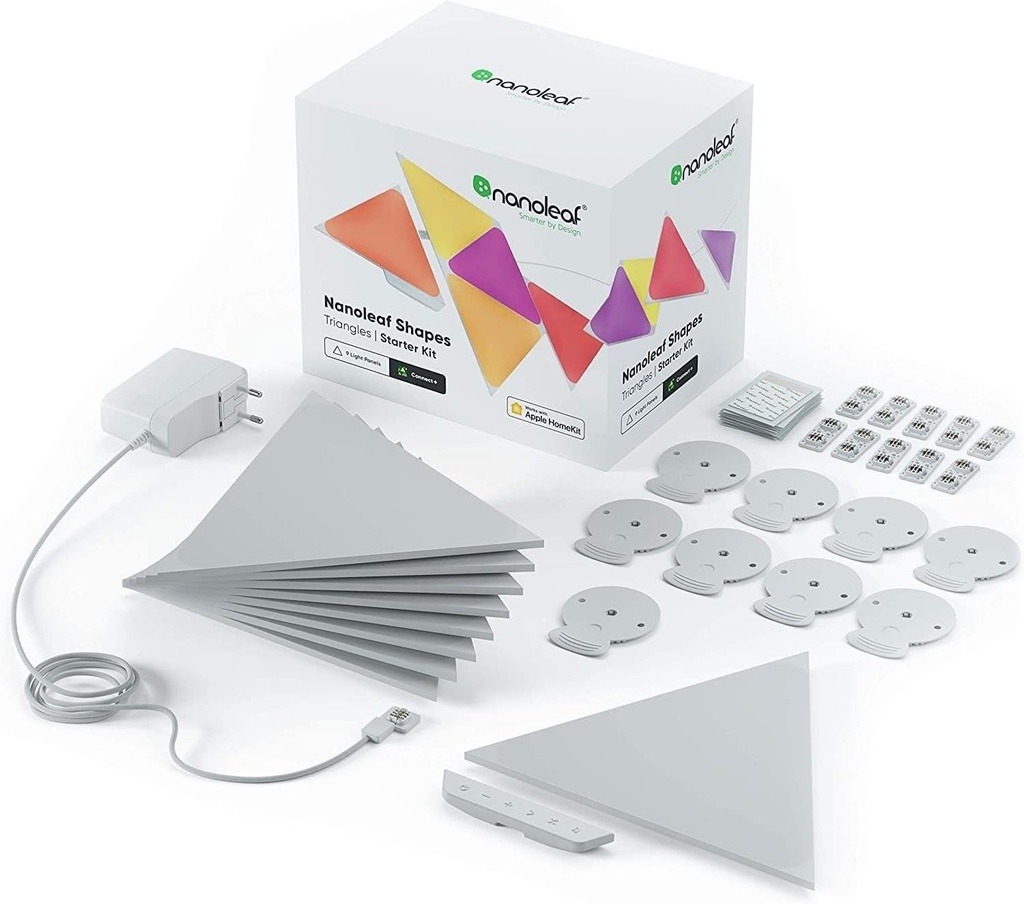 Nanoleaf Shapes Triangle Kit de Démarrage,Modulaires RGBW Wi-Fi, Compatible Alexa