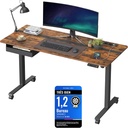 VASAGLE, bureau assis-debout électrique 60 × 140 cm (Marron Rustique et Noir)