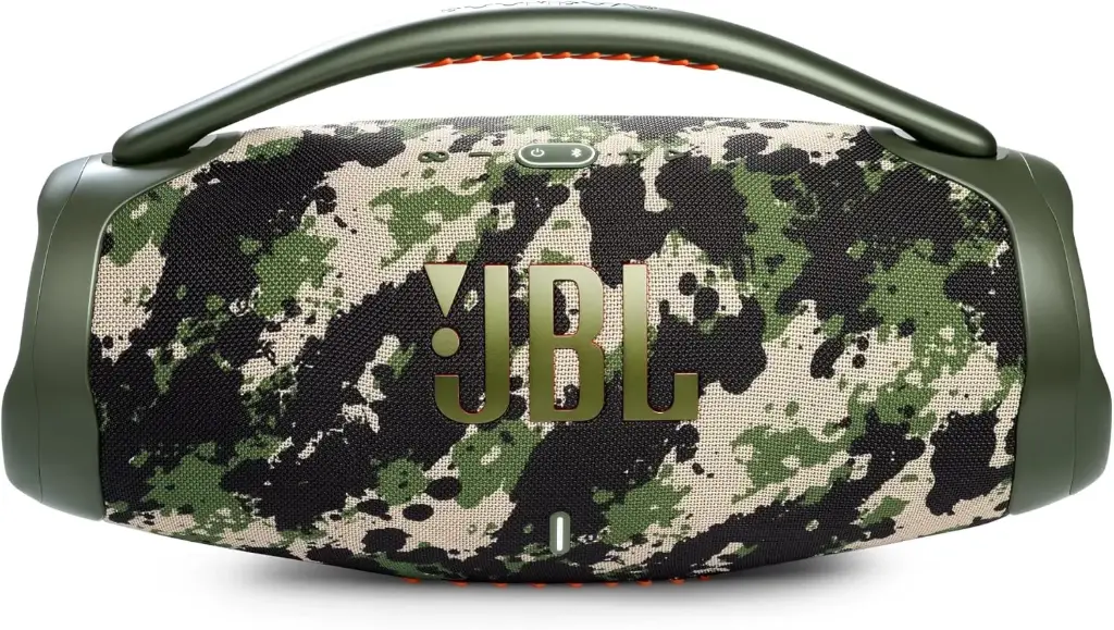 JBL BoomBox 3 Haut-parleur portable résistant à l'eau et la poussière – Son ultra puissant – Autonomie de 24 hrs (Camouflage)