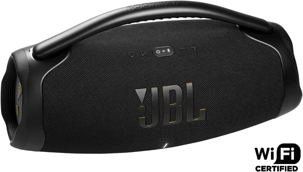 JBL Boombox 3 Wi-FI, Enceinte Portable Compatible avec Bluetooth et Wi-FI, Basses puissantes, étanche à l'eau et à la poussière, autonomie de 24h