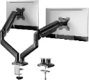 ErGear Support Double pour moniteur de 17 à 32 Pouces,  Capacité de Charge Max 2-10 kg,  Réglable , Pivotant à 180°, Inclinable, Rotation à 360°, 75x75/100x100
