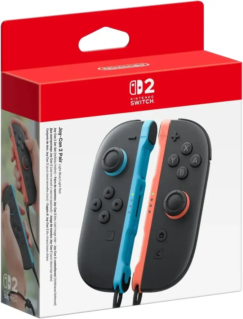  Paire De Manettes Joy-con 2 Gauche Bleu Clair & Droite Rouge Clair  Switch 2