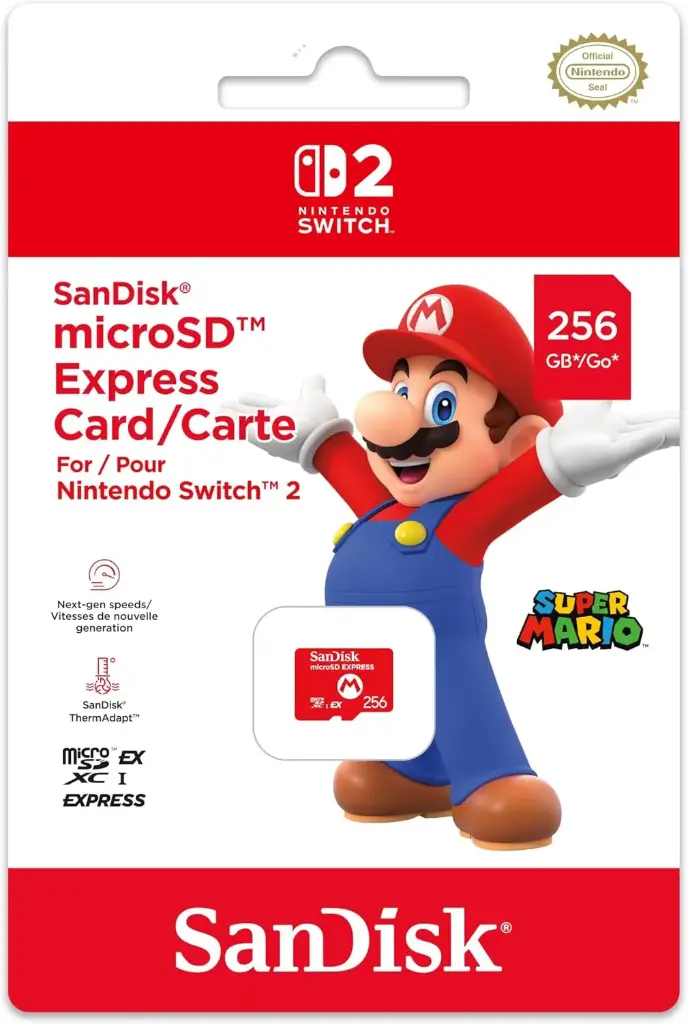   Carte Mémoire  Micro SD Express 256 Go Sandisk pour Nintendo Switch 2