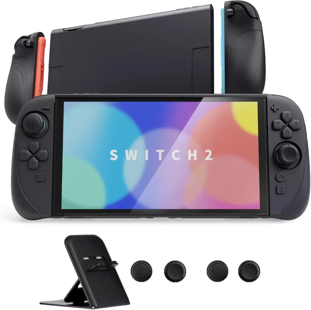 PlayVital Coque  avec Joycon Cover Silicone & Capuchon Joysitck & Support pour Nintendo Switch 2
