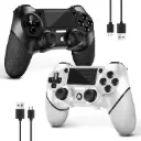 AceGamer, lot de 2 manettes sans fil PS4 et PC (Noir et blanc)
