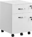 VASAGLE Caisson de Bureau à roulettes, Verrouillable, avec 2 Tiroirs, 5 roulettes, Barre de Suspension Réglables  (Blanc Nuage)