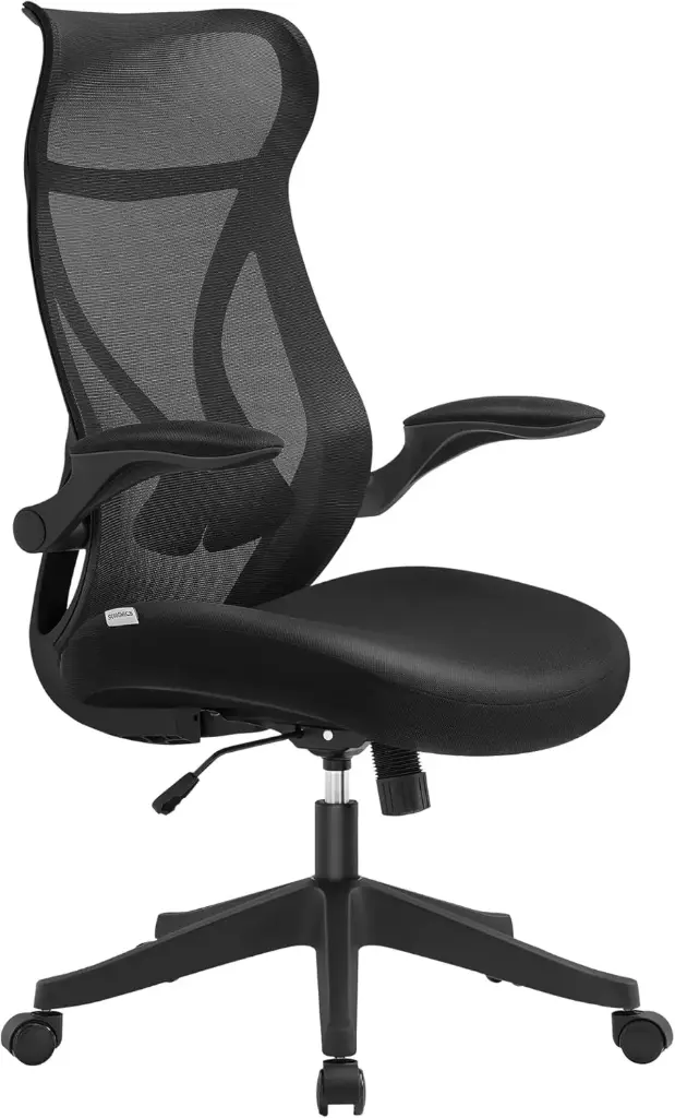 [OBN088B01] SONGMICS Chaise de Bureau, Ergonomique ,Réglable en Hauteur, Pivotant avec Appui-tête, Noir d'encre