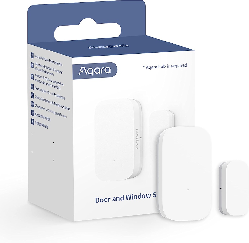 Aqara Détecteur d'Ouverture Porte/Fenêtre , NÉCESSITE AQARA HUB, Connexion Zigbee, Détecteur sans Fil pour Système d'Alarme