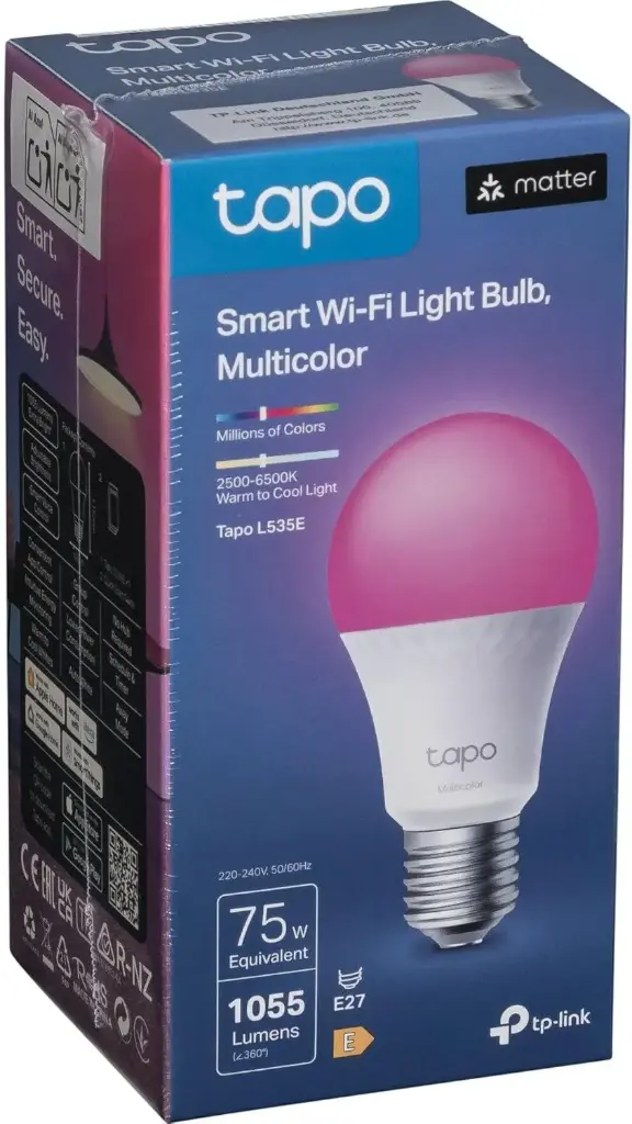 Tapo Ampoule intelligente L535E Matter E27,  (8,6 W ) 1055Lm compatible avec Alexa et Google