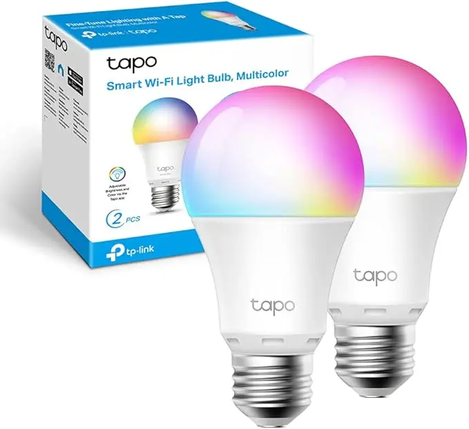 Tapo Ampoule Connectée WiFi, Ampoule LED E27 Multicolore 2500K-6500K, Dimmable 8.7 W 806Lm, Compatible avec Alexa et Google(pack de 2)