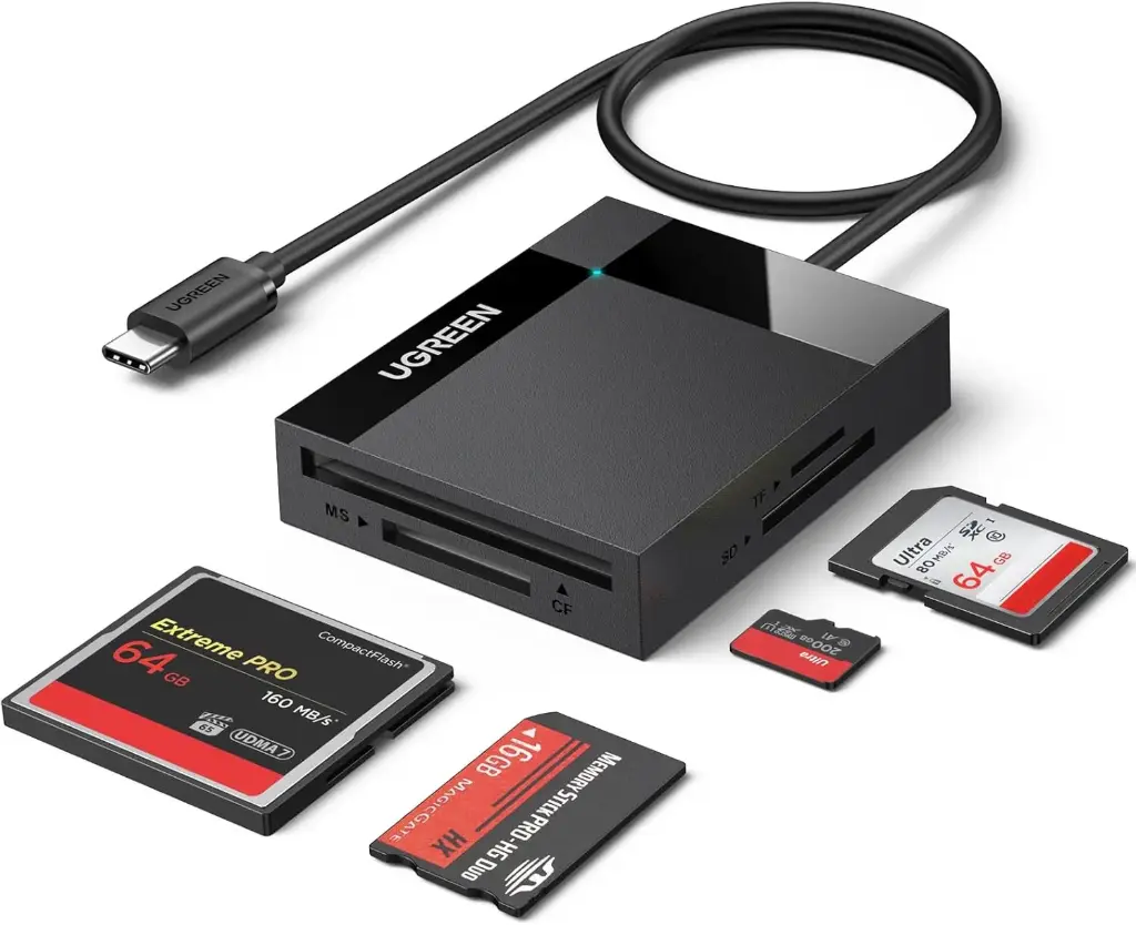 UGREEN, lecteur de cartes USB-C 4-en-1 SD, microSD, CF et MS, 5 Gbit/s