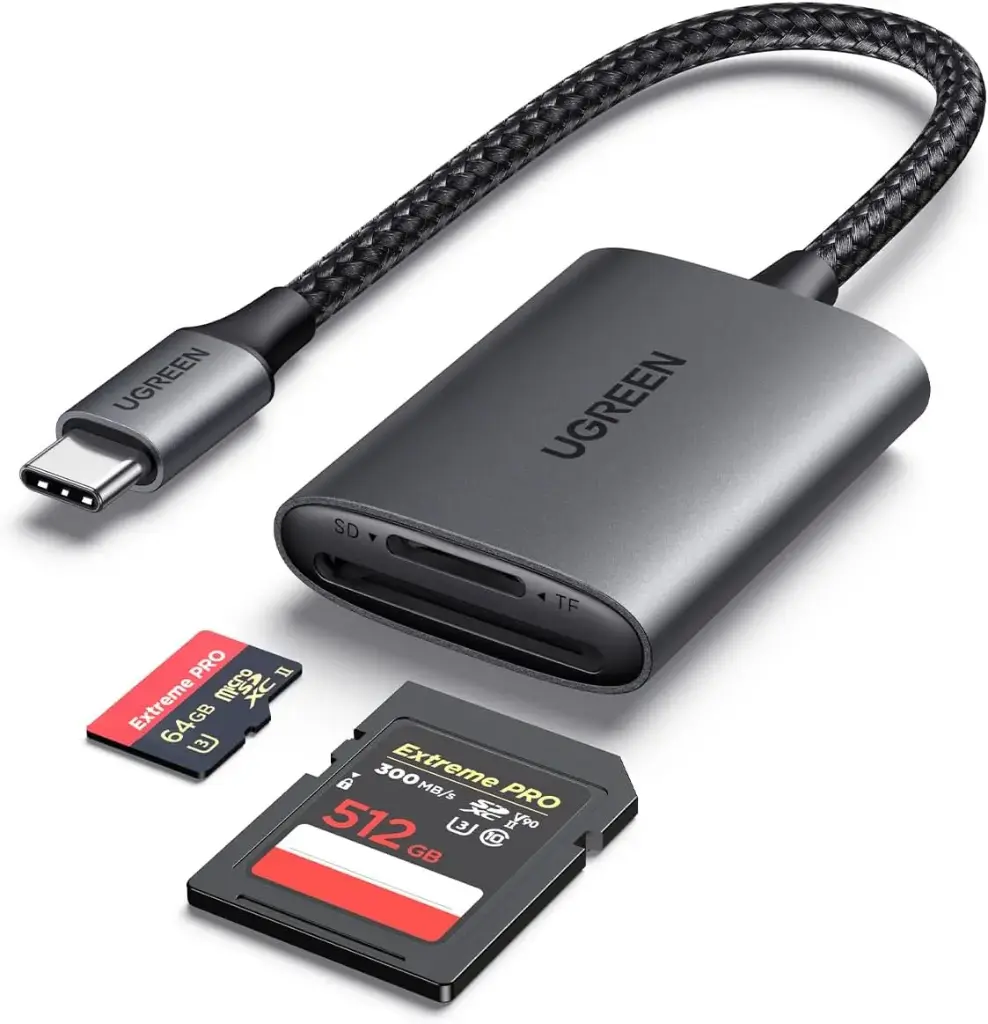 UGREEN SD4.0 UHS II Lecteur Carte SD USB C 312MB/s Super Vitesse Adaptateur de MicroSD Nylon Tressé