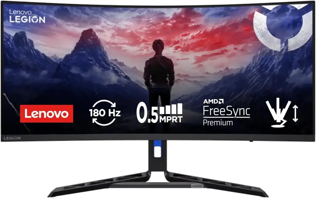 Lenovo Legion R34w-30 - Moniteur Gaming  Incurvé avec Eyesafe  VA, 180Hz, 0.5ms, Haut-parleurs 34 pouces WQHD
