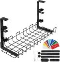 Sitayakuma Plateau de gestion des câbles sous le bureau, organiseur de câbles sans perçage, idéal pour la maison et le bureau