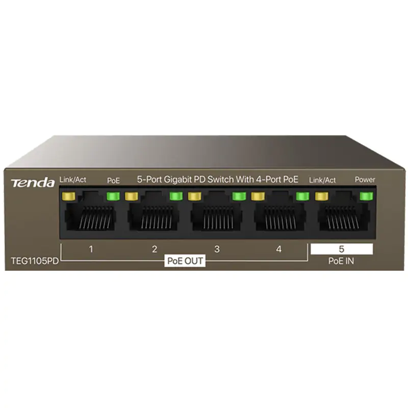 Tenda TEG1105PD, switch Gigabit 5 ports avec PoE IN et 4 ports PoE OUT