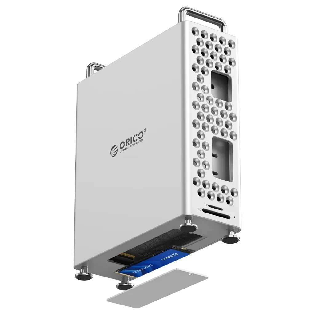 ORICO MiniPro Mac Mini M4 Station d'accueil & Support avec SSD Externe, Hub USB-C 10Gbps, Étui Protecteur en Alliage D'aluminium