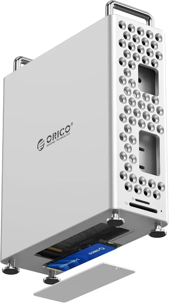 ORICO MiniPro Mac Mini M4 Station d'accueil & Support avec SSD Externe, Hub USB-C 10Gbps, Étui Protecteur en Alliage D'aluminium