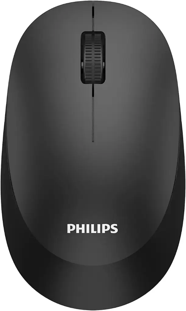 Philips SPK7307BL- Souris sans Fil Design Ergonomique avec Connexion 2,4 GHz 1600 PPP, Poignée ambidextre, Noir