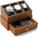 Oirlv Boîte De Montre En Bois Massif Avec 3 Fentes- 2 Couches Organisateur De Bijoux Pour Les Hommes Vitrine De Montre