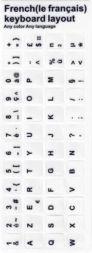 Autocollant de Remplacement français pour Clavier de Couleur Blanche