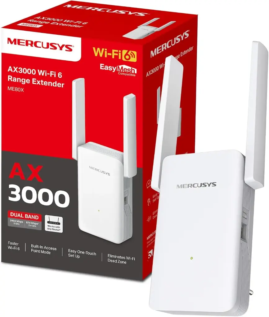 [ME80X] MERCUSYS ME80X Répéteur WiFi 6 AX3000,Amplificateur WiFi Puissant TP-Link avec Port Gigabit