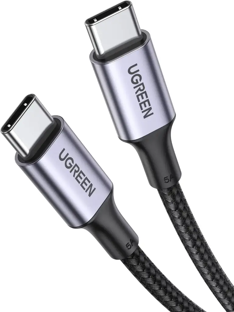 Câble UGREEN de chargeur USB-C vers USB-C 100 W 5 A (nylon tressé) - longueur : 2cm -Charge rapide