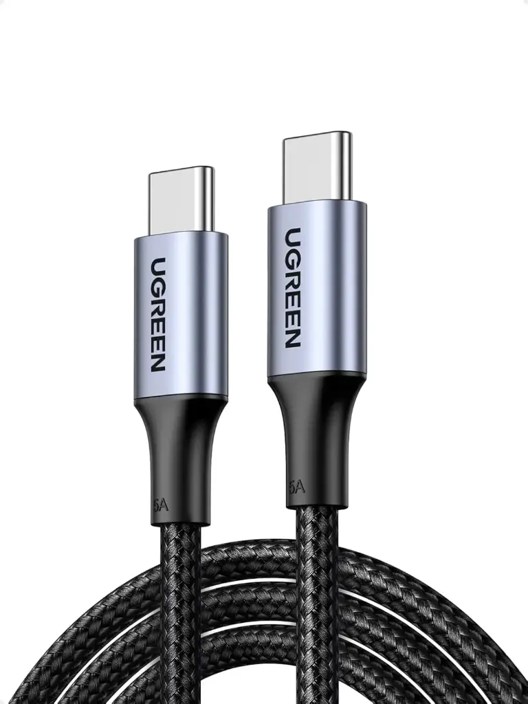 Câble UGREEN de chargeur USB-C vers USB-C 100 W 5 A (nylon tressé) - longueur : 200cm -Charge rapide