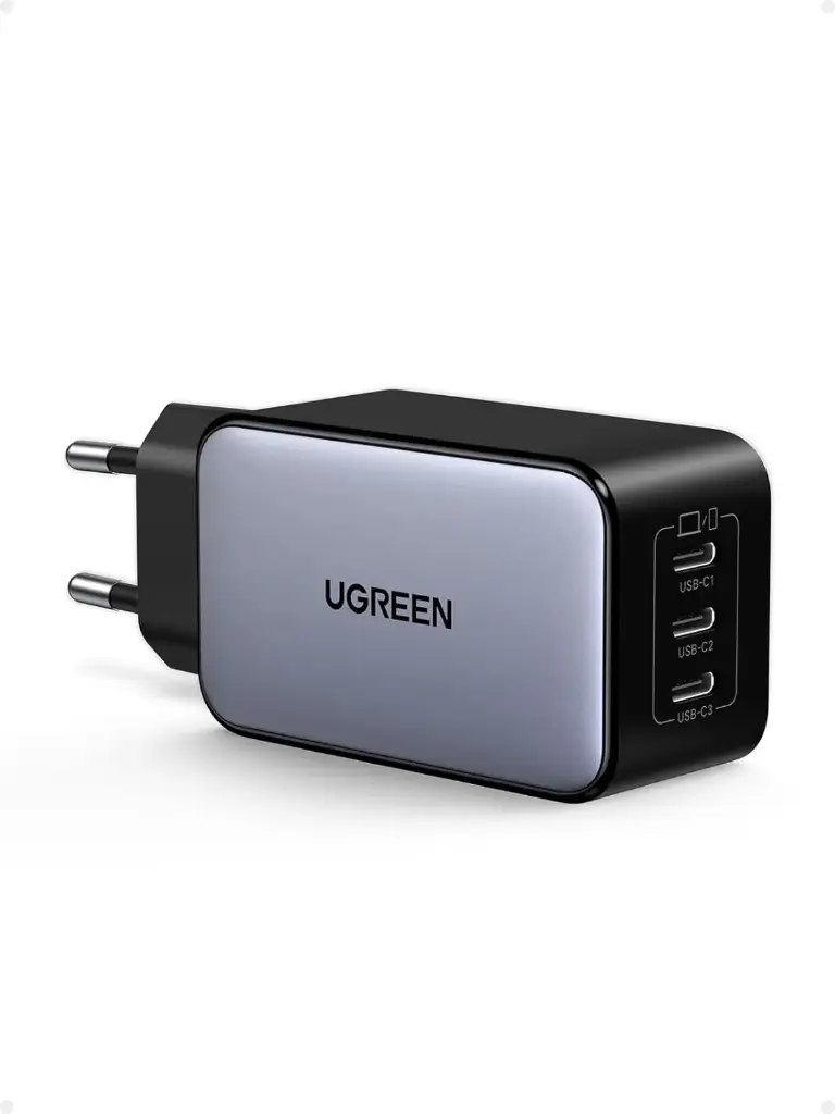 UGREEN Nexode 65W Prise Chargeur Triple USB C Charge Rapide (2 Ports USB-C ; 1 port USB-A) 