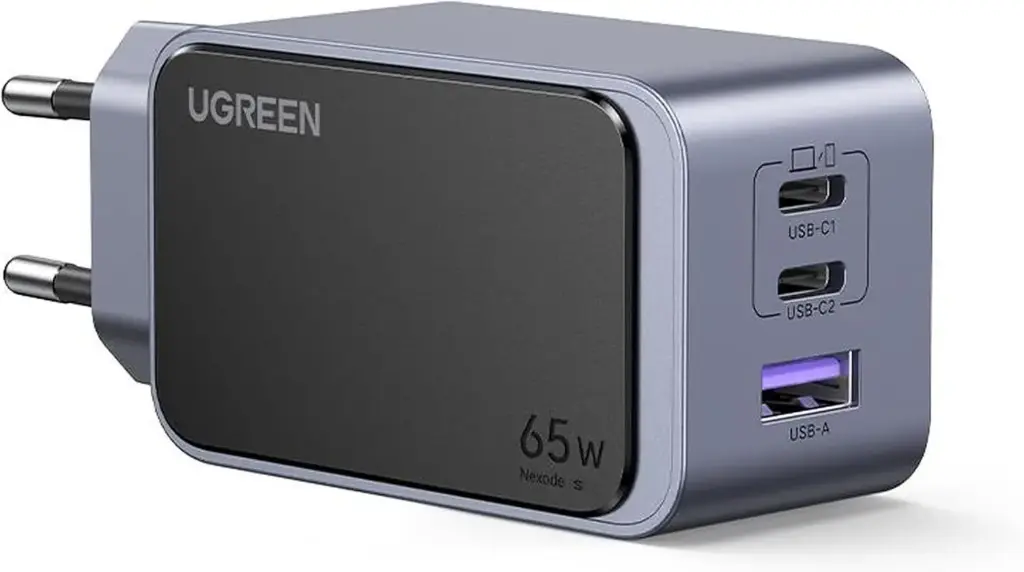 [X553 35042] UGREEN Nexode 65W Prise Chargeur Triple USB C Charge Rapide (2 Ports USB-C ; 1 port USB-A) 