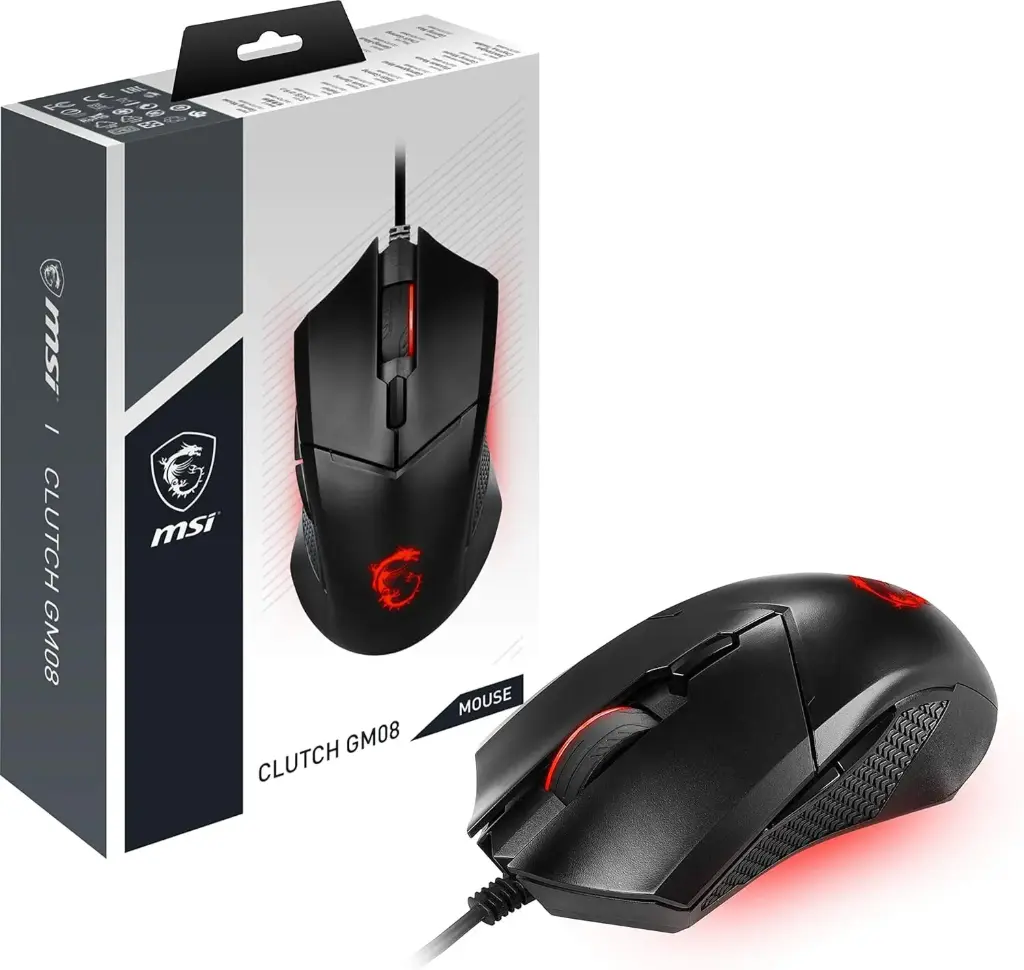 MSI Clutch GM08, souris gaming filaire 4 200 DPI, USB, LED rouge