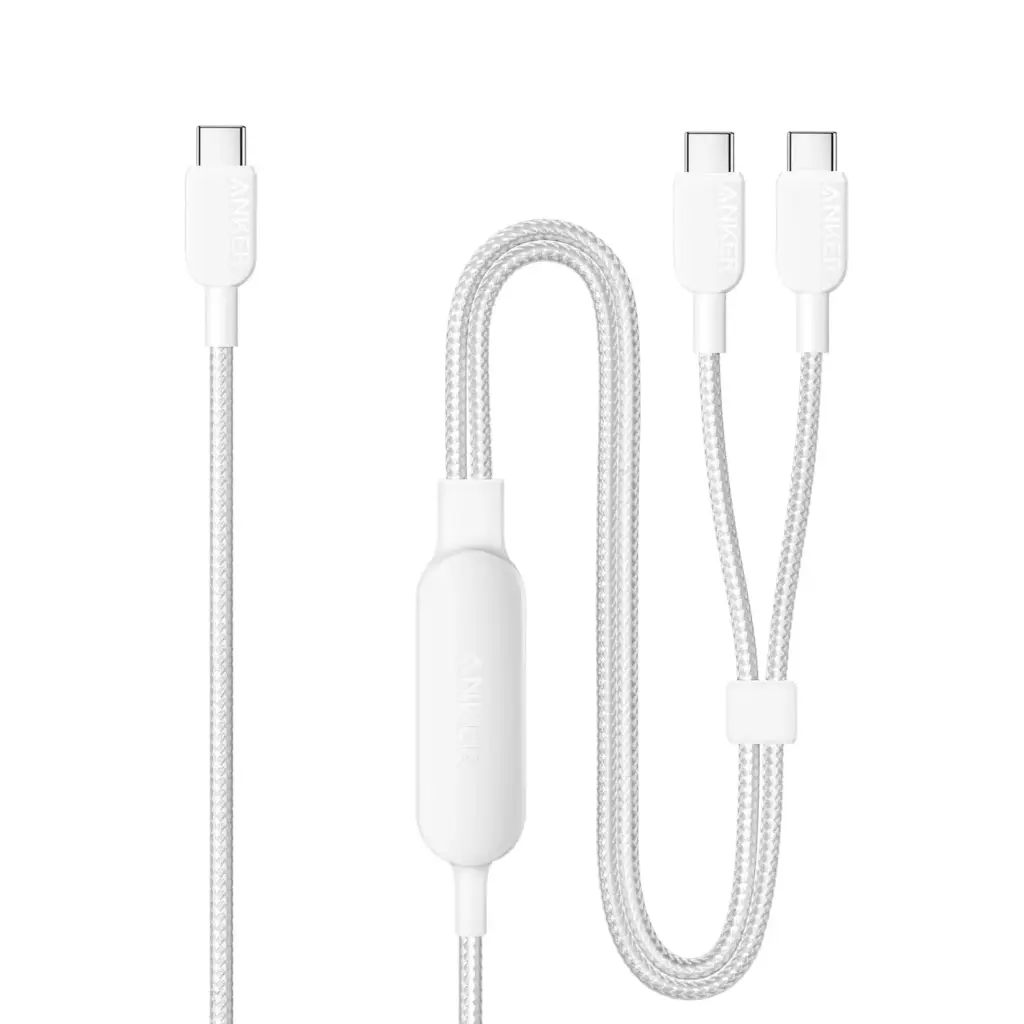 Anker Cable, 2-in-1 USB C to USB C Tresser Cable 140W Max (1,8m, Blanc)