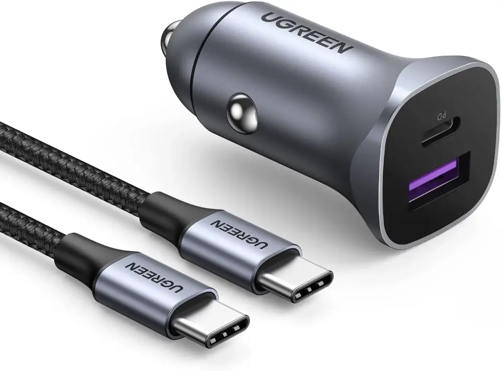 UGREEN Chargeur Voiture USB C 30W PD QC 3.0 PPS avec Câble Chargeur "Allume Cigare" 12V