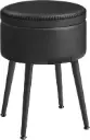 VASAGLE EKHO Collection - Pouf, Tabouret de Rangement Rond avec Pieds en Acier Noir d'encre 