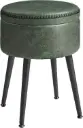 VASAGLE EKHO Collection - Pouf, Tabouret de Rangement Rond avec Pieds en Acier Vert Forêt  