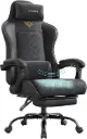 SONGMICS Chaise Gaming Ergonomique avec Repose-Pieds et Coussin à Ressorts – Fauteuil Gamer de Bureau, Noir d'encre