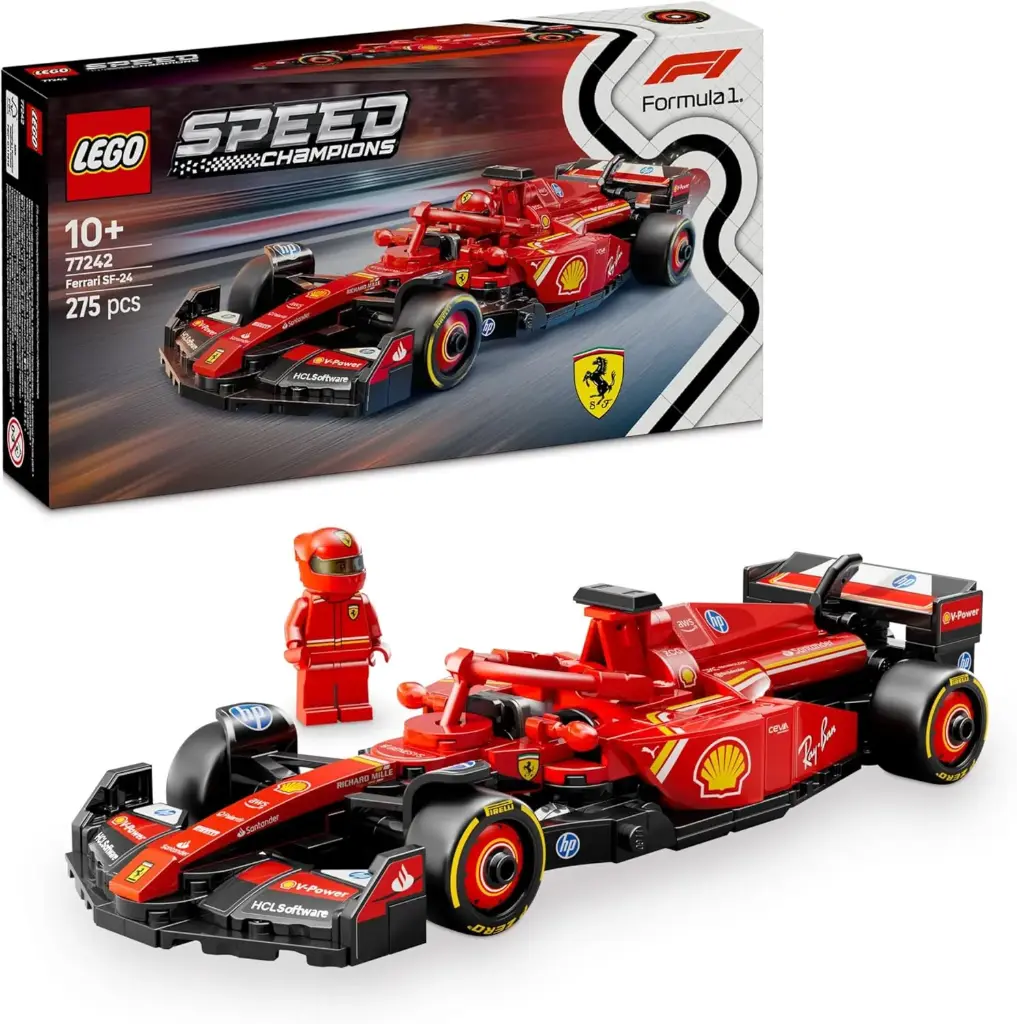 LEGO Speed Champions Voiture F1 Ferrari SF-24 - Jeu de Construction avec Véhicule de Course - Minifigurine Collector de Pilote de Formule 1 - Décoration de Noël - Cadeau Garçon ou Fille 10 Ans 77242