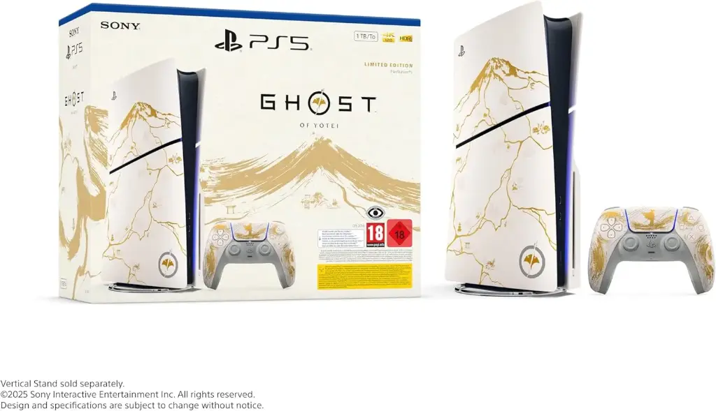 Console Playstation PS5 , Pack Console PS5 Slim standard édition limitée Ghost of Yōtei version dorée (code de téléchargement)