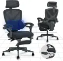 FLEXISPOT OC4 Chaise Bureau, Appui-tête 3D, Chaise Ergonomique en Maille Pivotante Réglable en Hauteur avec Auto- accoudoirs et Confortable, Noir 