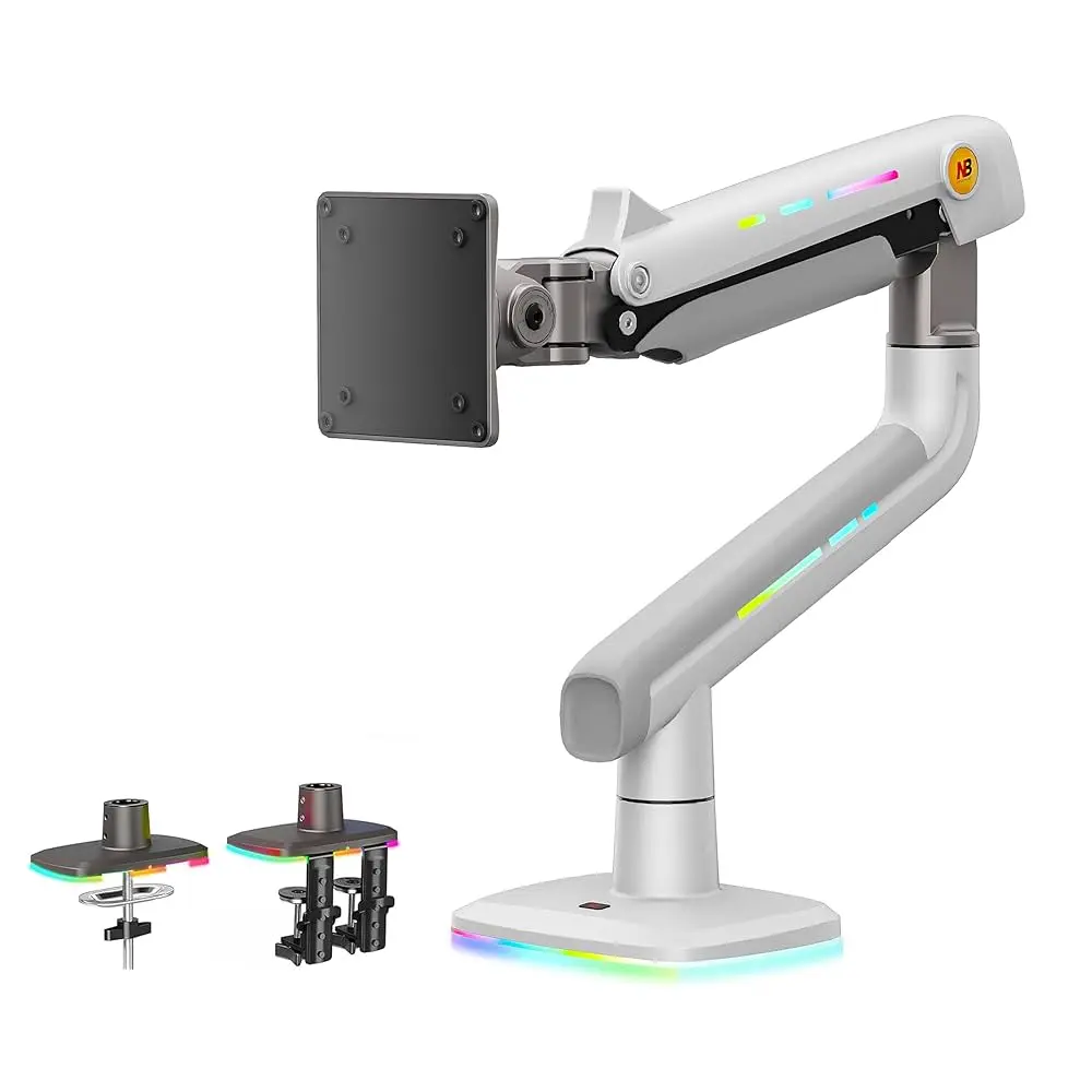 NB Ergonomic, bras RGB pour moniteur incurvé de 32 à 60 pouces, 20 kg (Blanc)