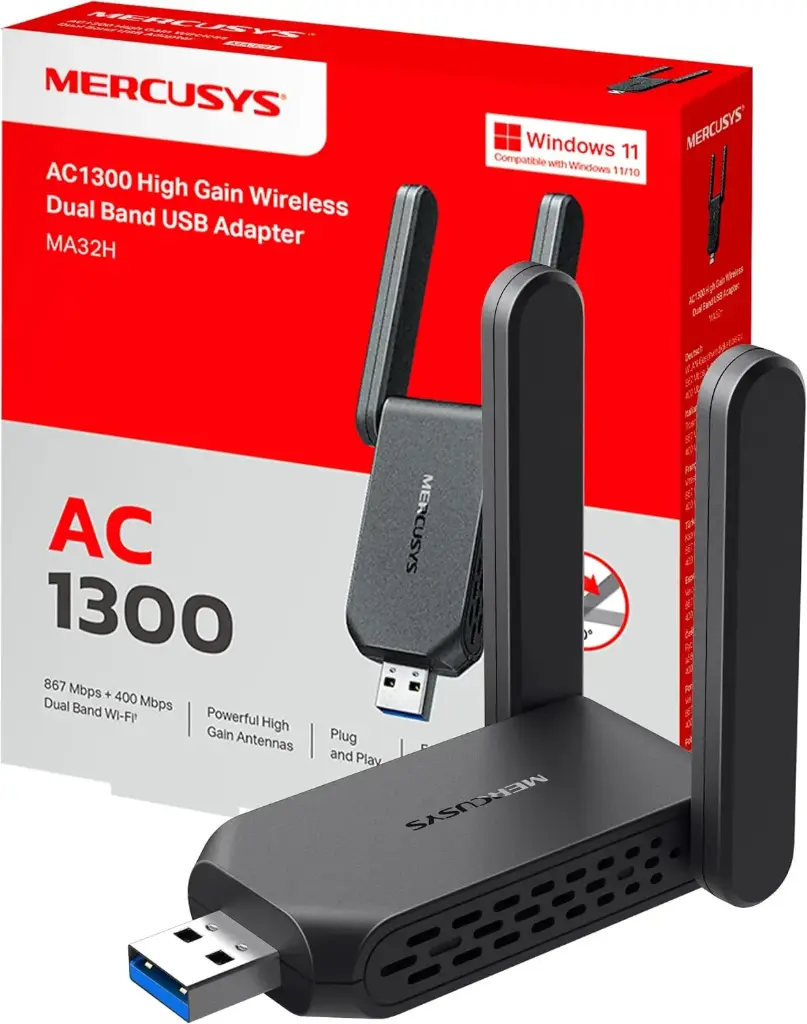 MERCUSYS MA32H TP-Link AC1300 Dongle WiFi sans Fil , Adaptateur WiFi Double Bande USB 3.0 pour PC