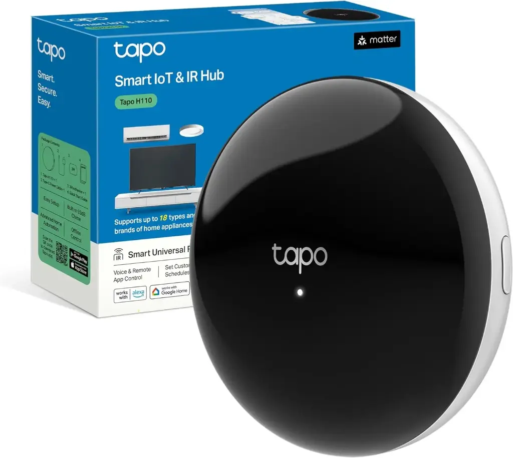 Tapo TP-Link Smart IR et IoT Hub, télécommande Infrarouge Tout-en-Un, commande vocale avec Alexa/Siri, compatible avec Matter