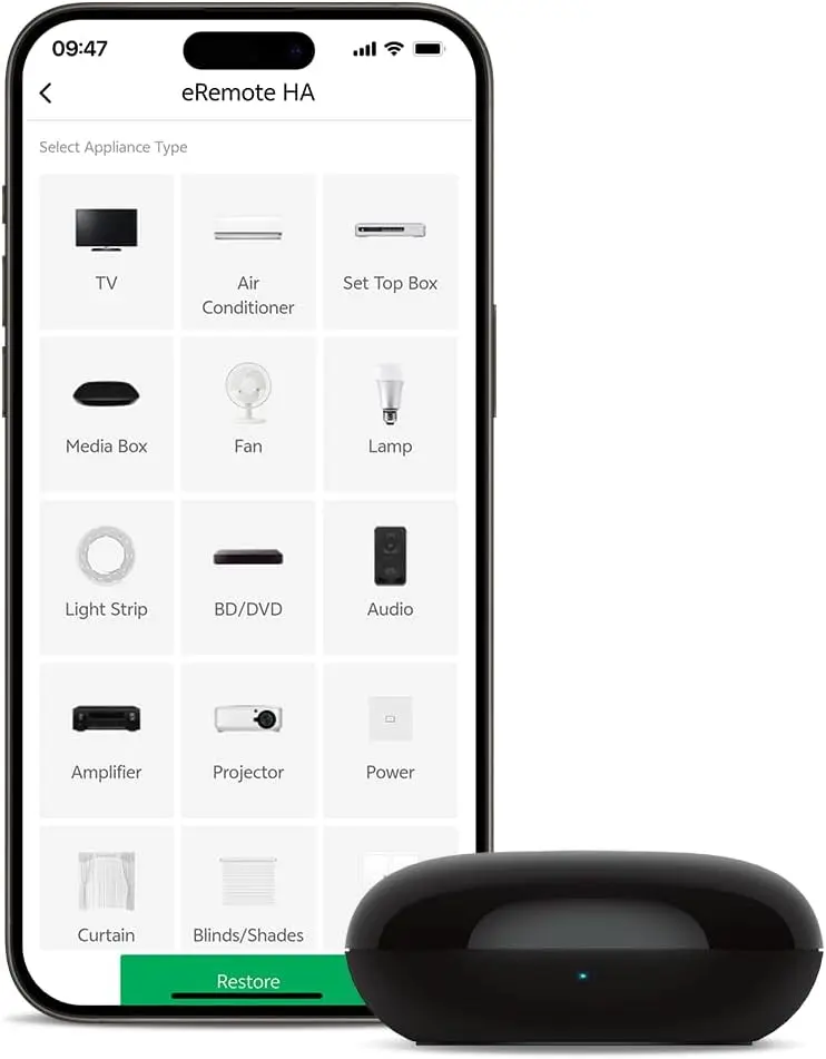Télécommande Universelle Intelligente Wi-FI IR eRemote HA LinknLink, Compatible avec Alexa et Google Home