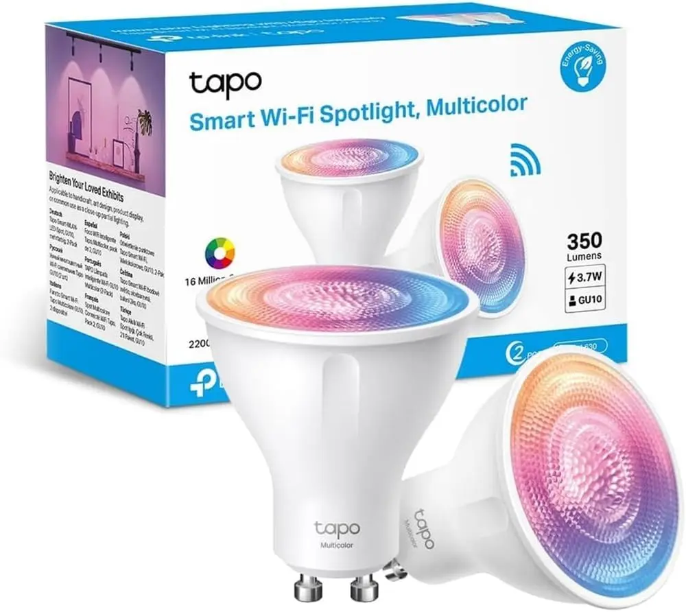  Tapo Ampoule Connectée WiFi, Ampoule LED GU10 Multicolore 2200K-6500K,  Compatible avec Alexa et Google Home, L630(2-pack)