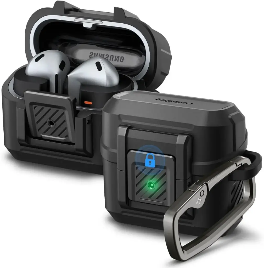 Spigen Lock Fit Coque Compatible avec Samsung Galaxy Buds 3 Pro/Galaxy Buds 3 - Noir Mat