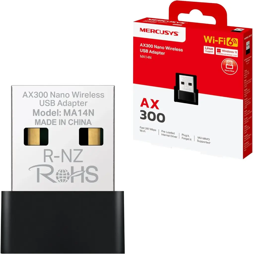 Mercusys TP-Link MA14N AX300 WiFi 6 WiFi USB, Clé WiFi pour PC , 287Mbps