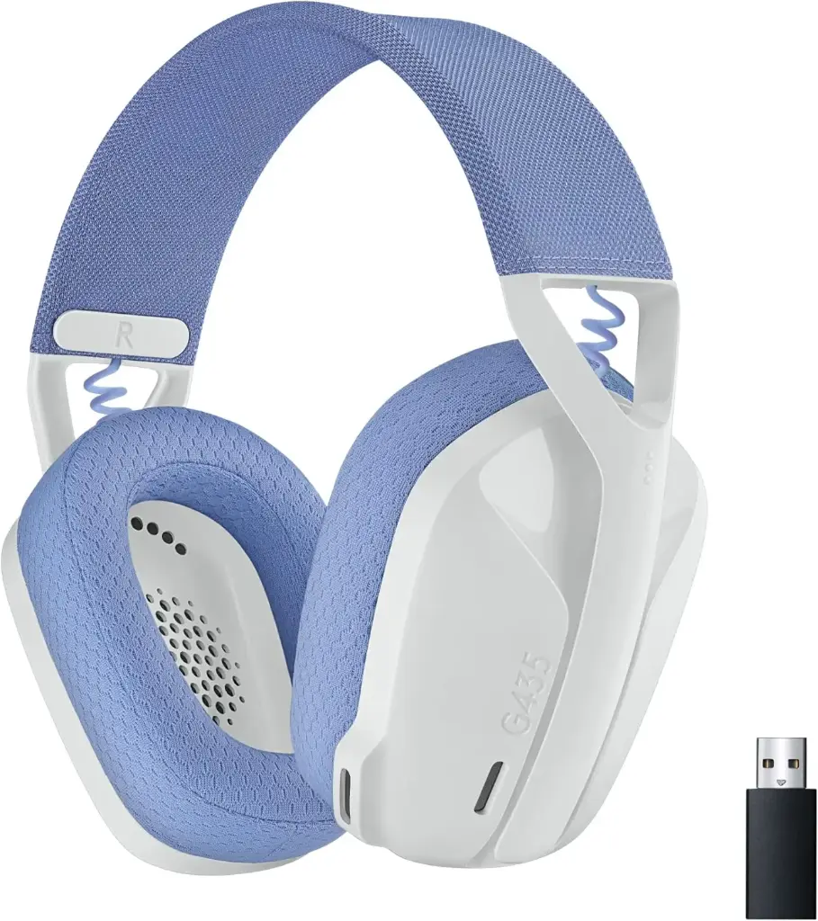 Logitech G435 LIGHTSPEED et Bluetooth sans Fil Casque Gaming, léger circum-auriculaire, Micro intégré (blanc)