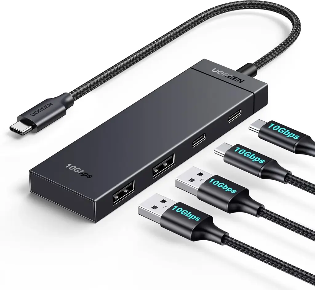 UGREEN 10Gbps Hub USB C 3.2 Gen2 vers 4 Data Ports 2A,2C Adaptateur Multiport USB Câble 30cm