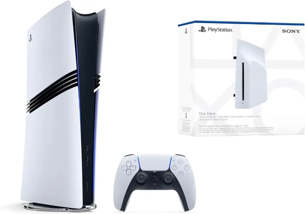 Pack Playstation Sony, 5 Pro, PS5 avec 1 Manette Sans Fil DualSense + Lecteur de Disque